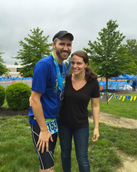 post triathlon race photo of john and sherry