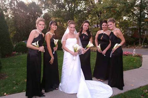 black and white wedding party