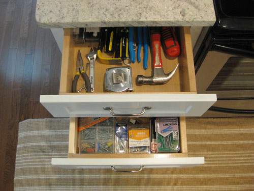 Tool Storage Drawers in Kitchen