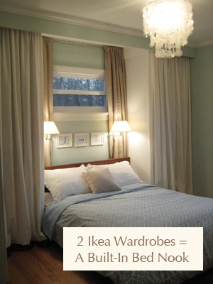 add storage space with bedroom built-ins and romantic ambiance with