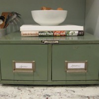 A Vintage Card Catalog In The Kitchen For Spices & Spoons