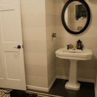 Painting Subtle Wall Stripes and Stenciling A Bathroom Floor