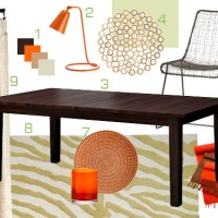 An Orange, Brown, and Tan Dining Room Mood Board