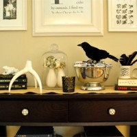 Halloween Decorating With Crows, Candles and Skull Photos