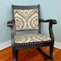 How To Reupholster A Rocking Chair With Fabric And Nailheads