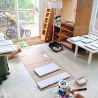 Priming Our Wood Kitchen Cabinets