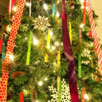 A Kid-Safe Christmas Tree With Paint Chips & Ribbons