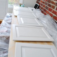 Painting Our Wood Cabinets Cloud Cover by Benjamin Moore