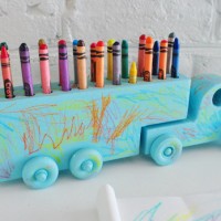 A Wood Truck That Holds Crayons
