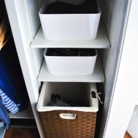 Oragnizing Closet Shelves With Some Simple White Bins