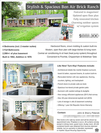 For Sale By Owner House Listing Flyer