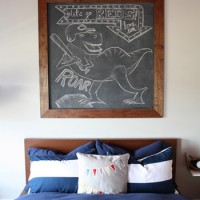 A Big Boy Bedroom With Orange & Navy