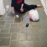 Sherry Painting Slate Floor Dirty Grout With Grout Renew Paint