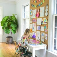 A DIY Cork Wall For Kid Art