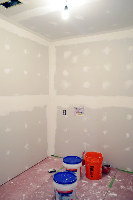 Drywall Mudded And Taped In Laundry Room