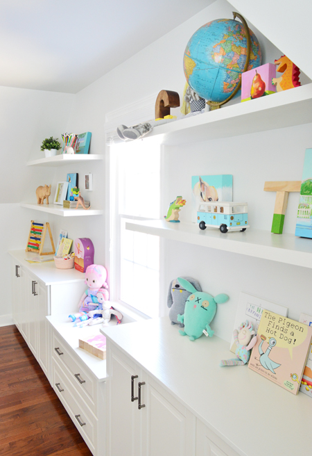 Adding Built Ins White Floating Shelves Around A Window