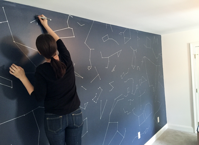 Boys Outer-Space-Bedroom-Drawing-Dots-On-Constellation-Wall