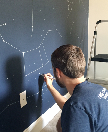Boys Outer-Space-Bedroom Drawing-Star-Dots With Paint Pen