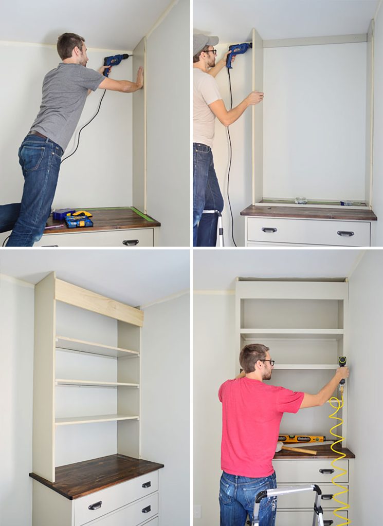 Four steps to DIY build-in bookshelves