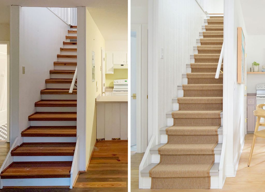 Before And After Sisal Stair Runner Installation
