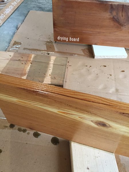 reclaimed wood shelves vinegar stain discoloration