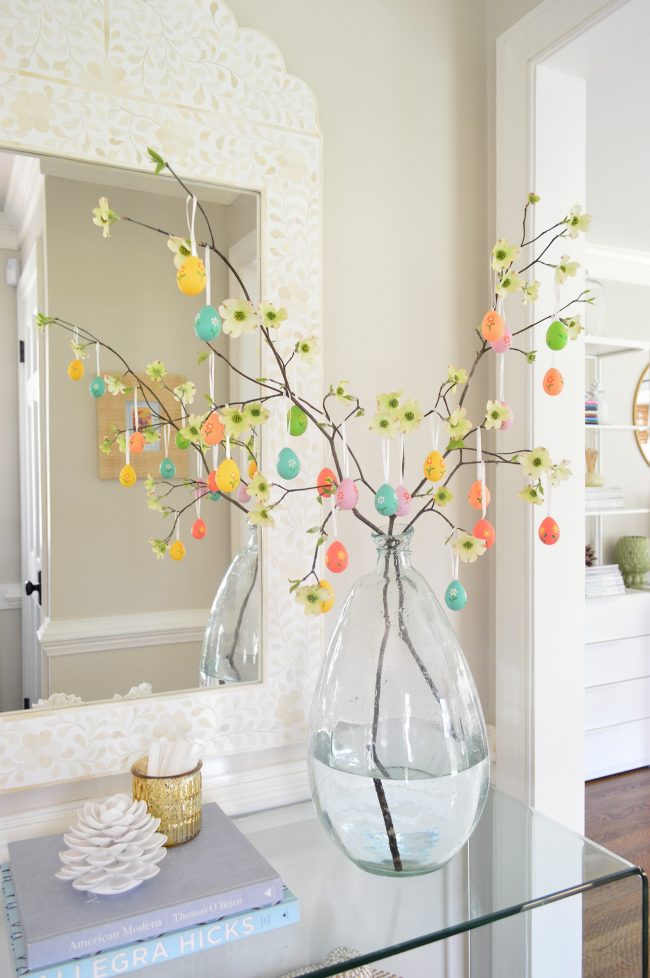 Easter Egg Tree with colorful egg ornaments