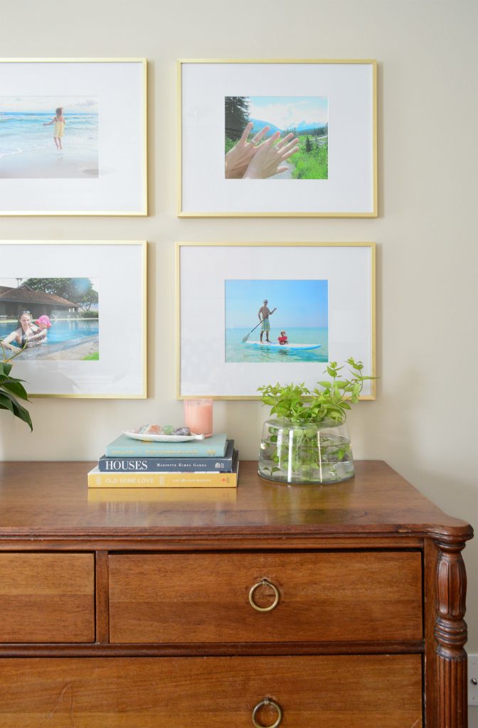 Real clippings in shallow glass vase on dresser