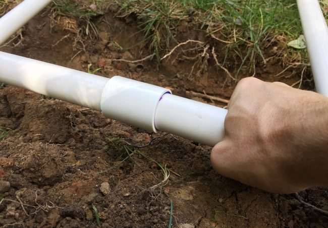 connecting irrigation system pvc pipe with coupling
