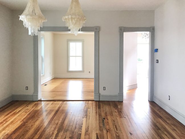 refinished pine floors dining room