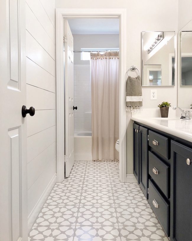 How To Paint A Bathroom Floor To Look Like Cement Tile For Under
