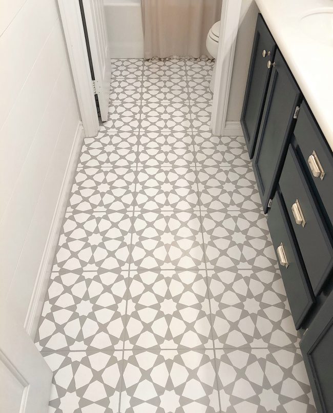 How To Paint A Bathroom Floor Look Like Cement Tile For Under 75 Young House Love - How To Seal A Painted Bathroom Floor