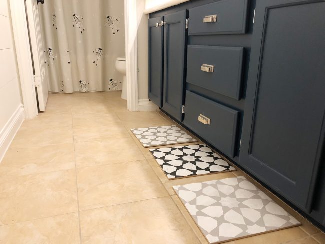 How To Paint A Bathroom Floor Look Like Cement Tile For Under 75 Young House Love - How To Get Paint Off Bathroom Floor Tiles