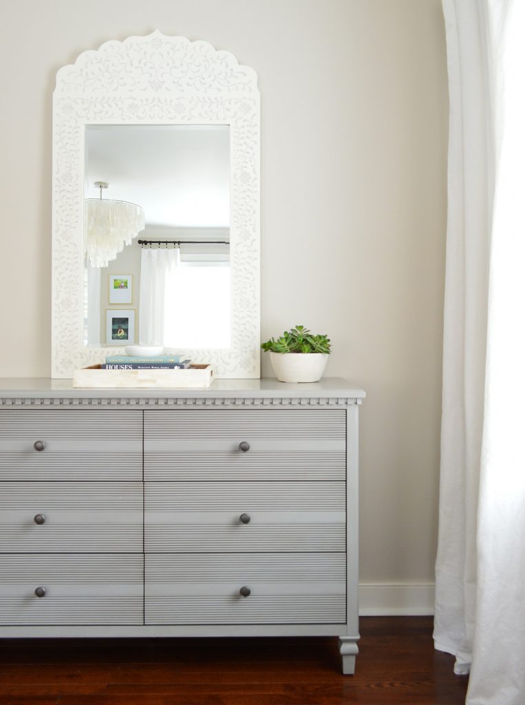 Faux succulent on bedroom dresser