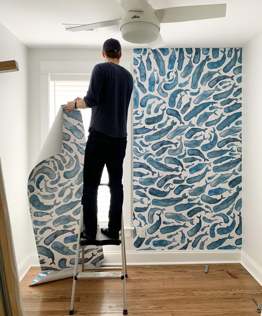 Society6 Removable Wall Mural Wallpaper With Whale In Small Room