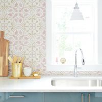 Patterned Tile Backsplashes With Floating Shelves