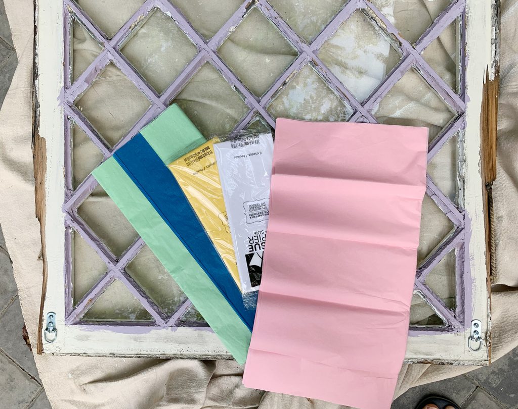 Tissue Paper Colors On Diamond Window Before Attempting Stained Glass Look