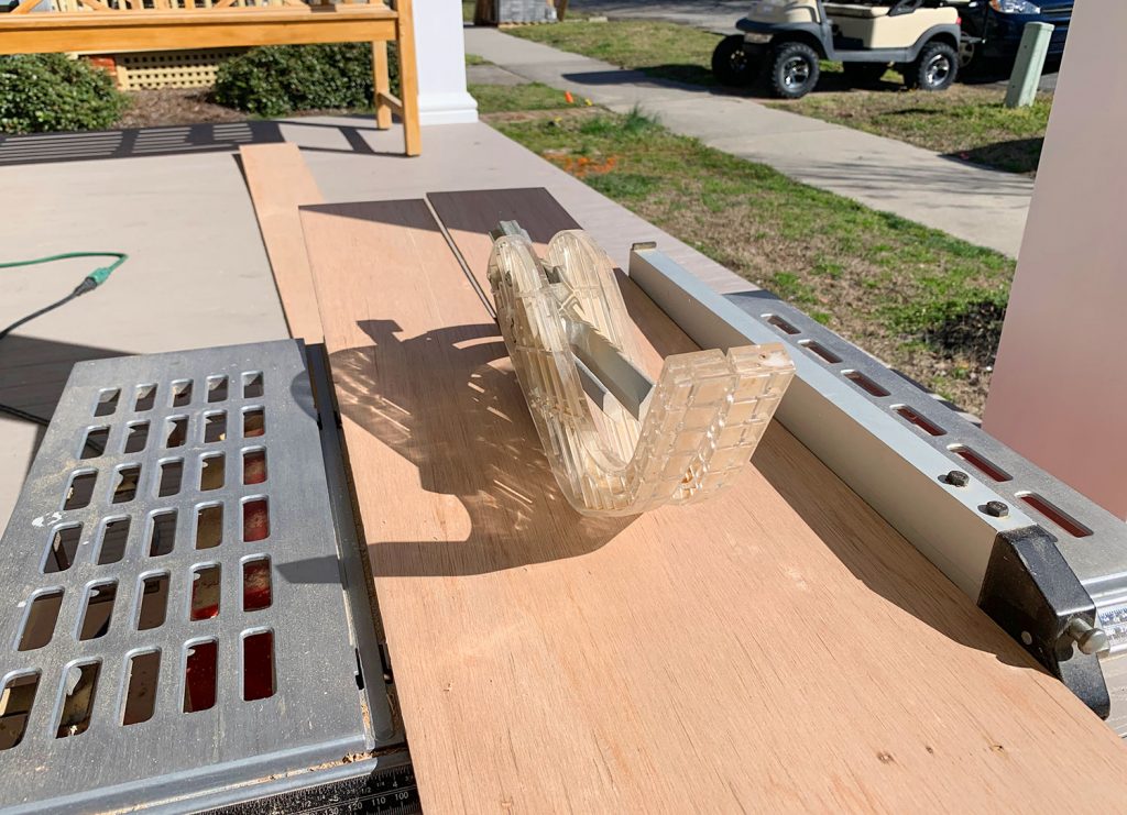 Cutting Wood Strips In Half Along Table Saw For Shiplap Look