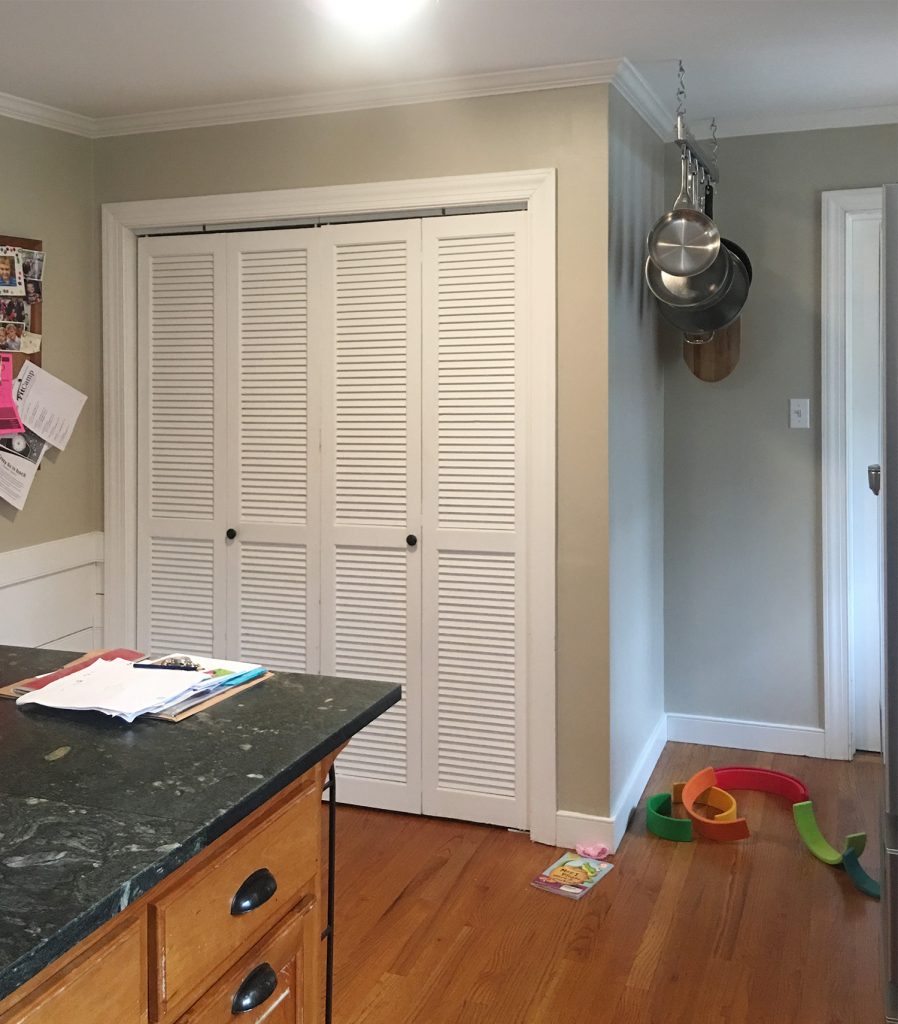 Before Photo Of Laundry Area In Kitchen With Bi Fold Doors