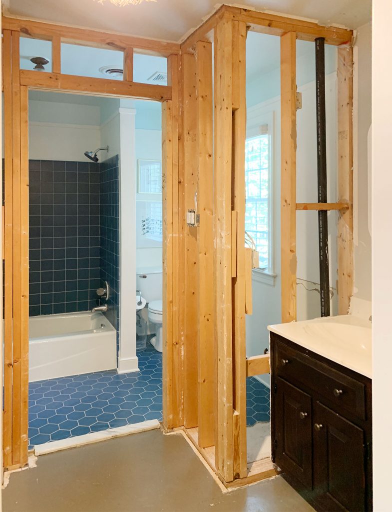 This image has an empty alt attribute; its file name is Master-Bathroom-Demo-From-Closet-To-Toilet-785x1024.jpg