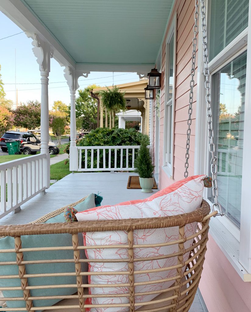 Beach House Updates New Porch Swing From Back
