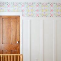 Tall Board And Batten Treatment With Wallpaper Border