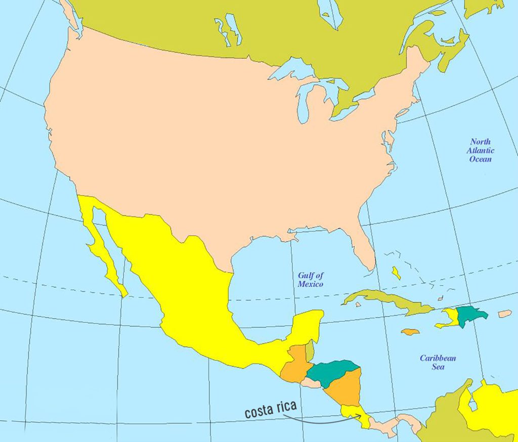 Costa Rica On World Map