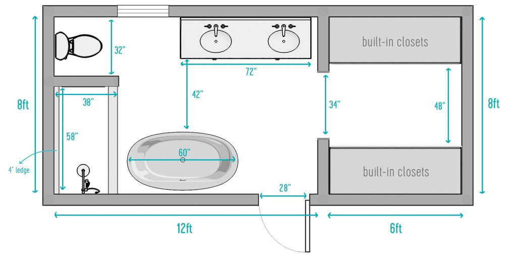 Floor Plan Of Bathroom Remodel With Measurements