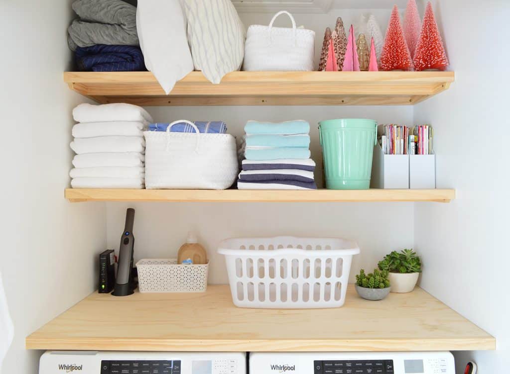 Functional Laundry Closet Shelves, At Home Shelves