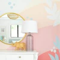 Colorful Pink And Blue Wall Mural With Gradient And Beachy Florals