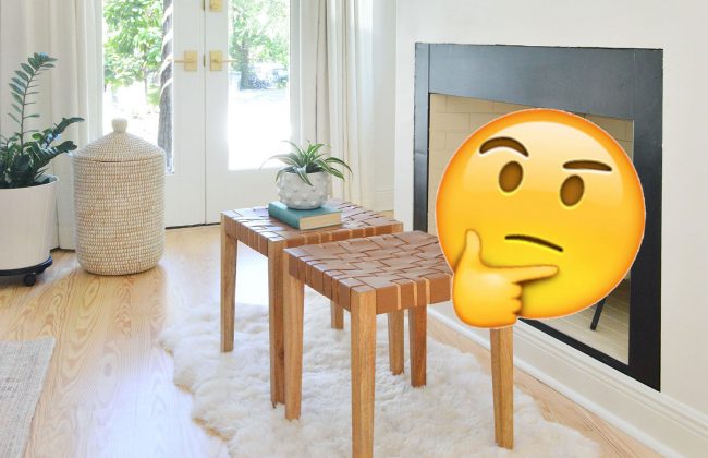 Fireplace With Questioning Face Emoji Blocking View