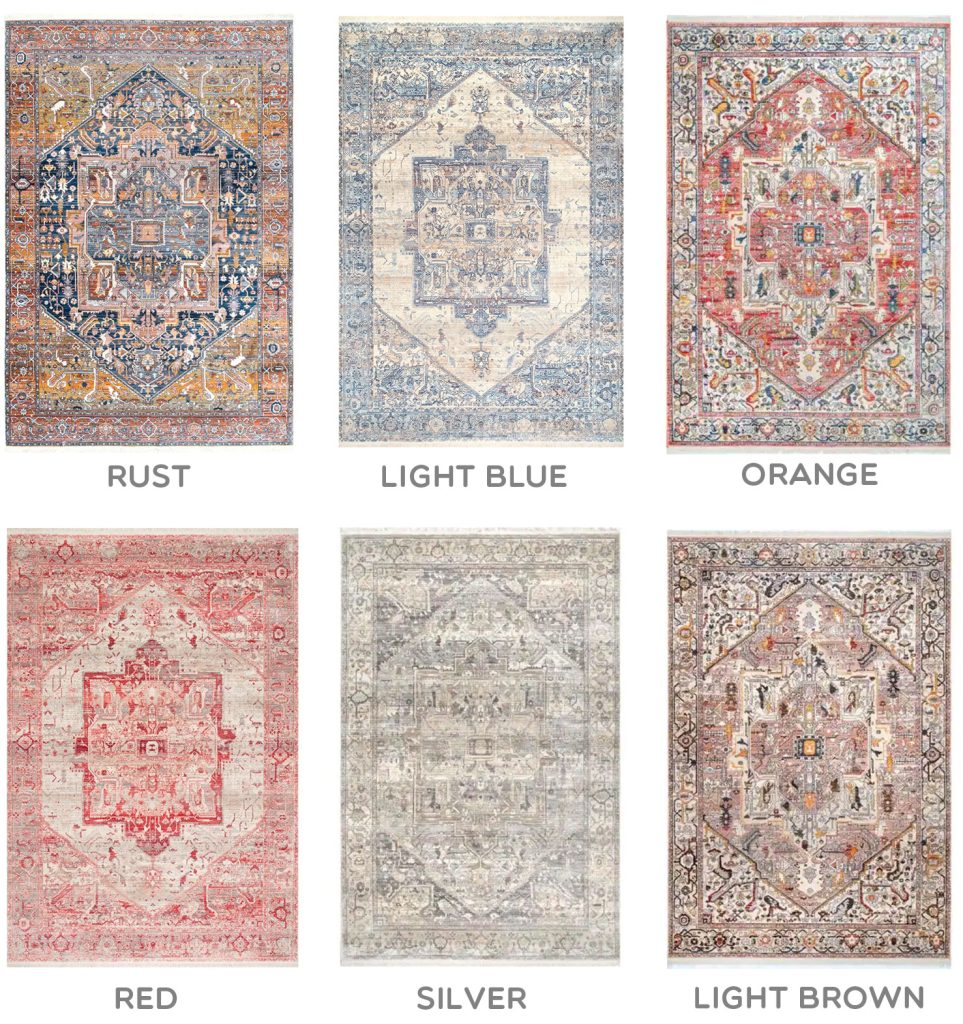 Colorways That nuLoom Medallion Rug Is Available In | Rust | Light Blue | Orange | Red | Silver | Light Brown