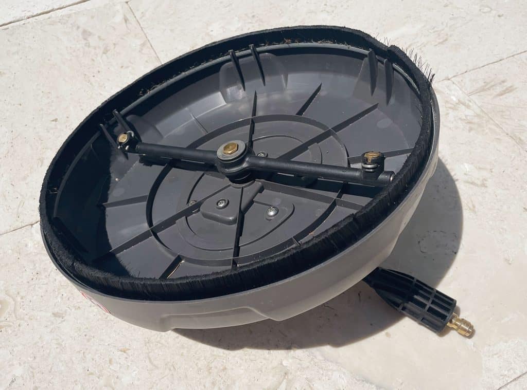 Underside of 12 Inch Surface Attachment For Ryobi Electric Pressure Washer