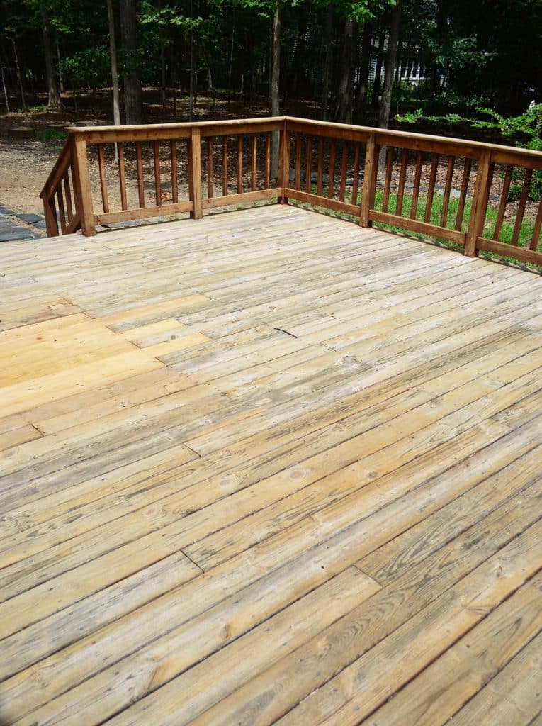 After photo of deck bleached with fresh wood after stripping process