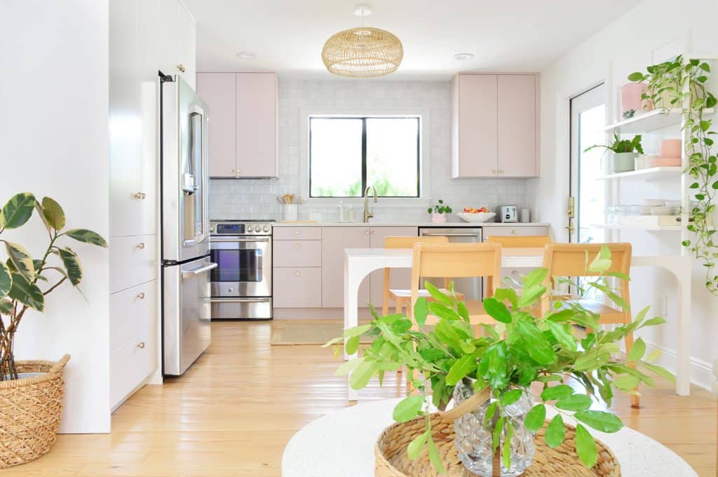 Painted Ikea Kitchen With Tile Backsplash